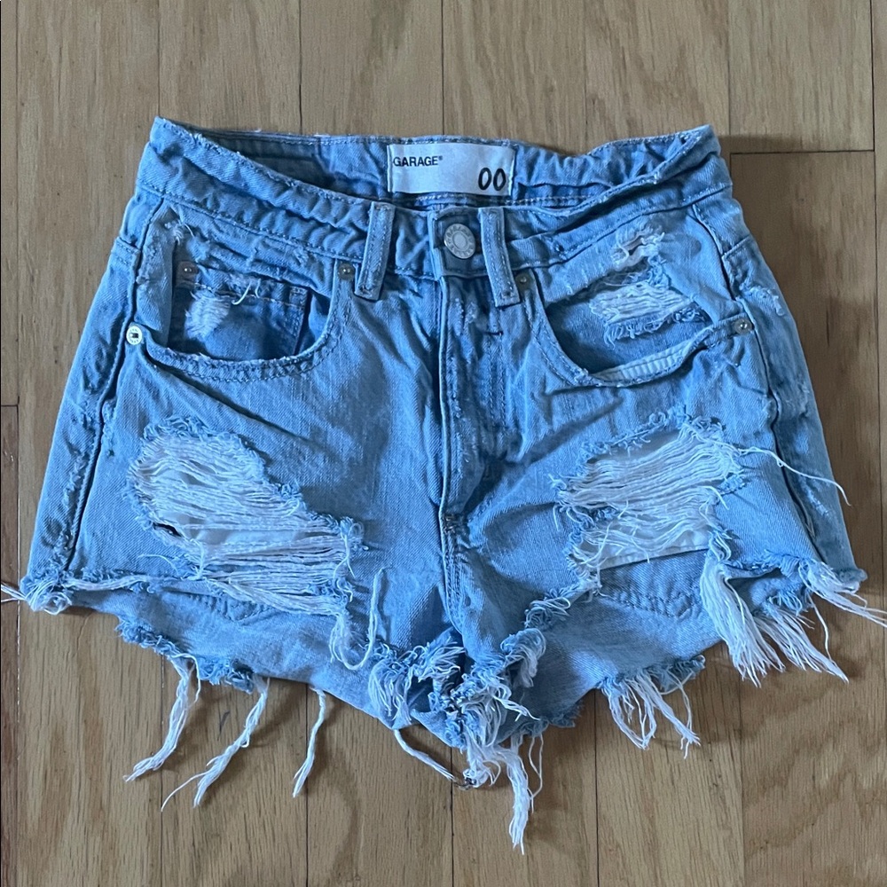 Garage Light Blue Ripped Jean festival Shorts size 00